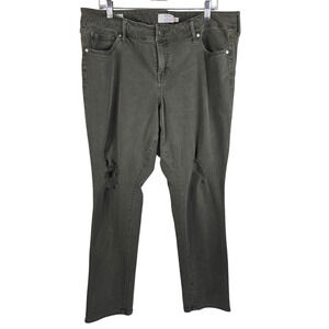 Torrid Gray Boyfriend Whiskering Distressed Straight Leg Women's Jeans 18
